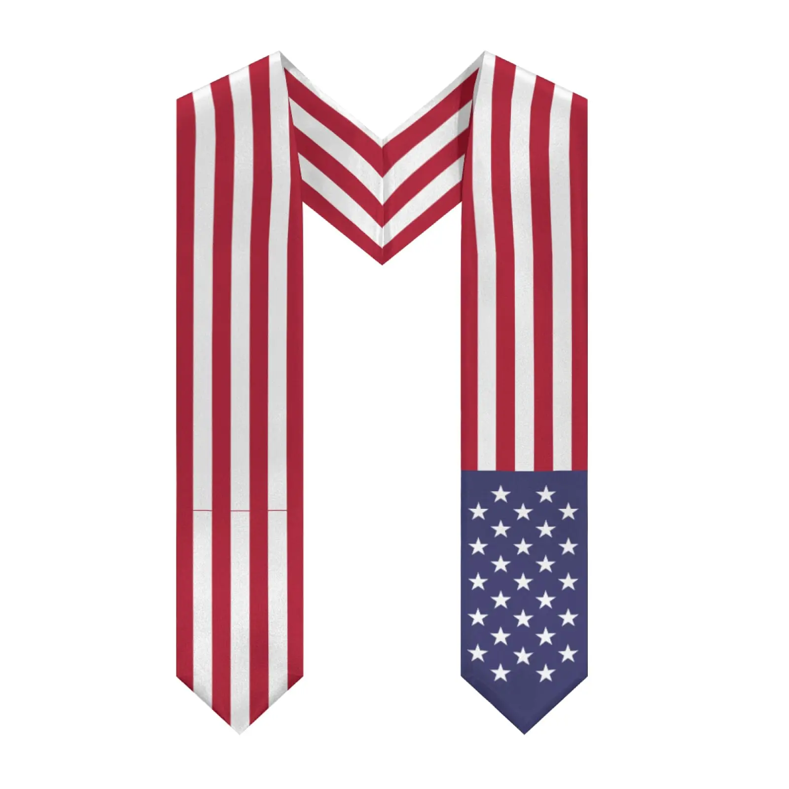 

2025 American United States Flag V-neck Graduation Stole Shawl Sash Honor For Study Aboard International Students