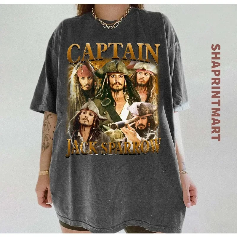 Camiseta del Capitán Jack Sparrow |   Piratas del Caribe, camisetas retro estilo bootleg para mujer, top Y2k