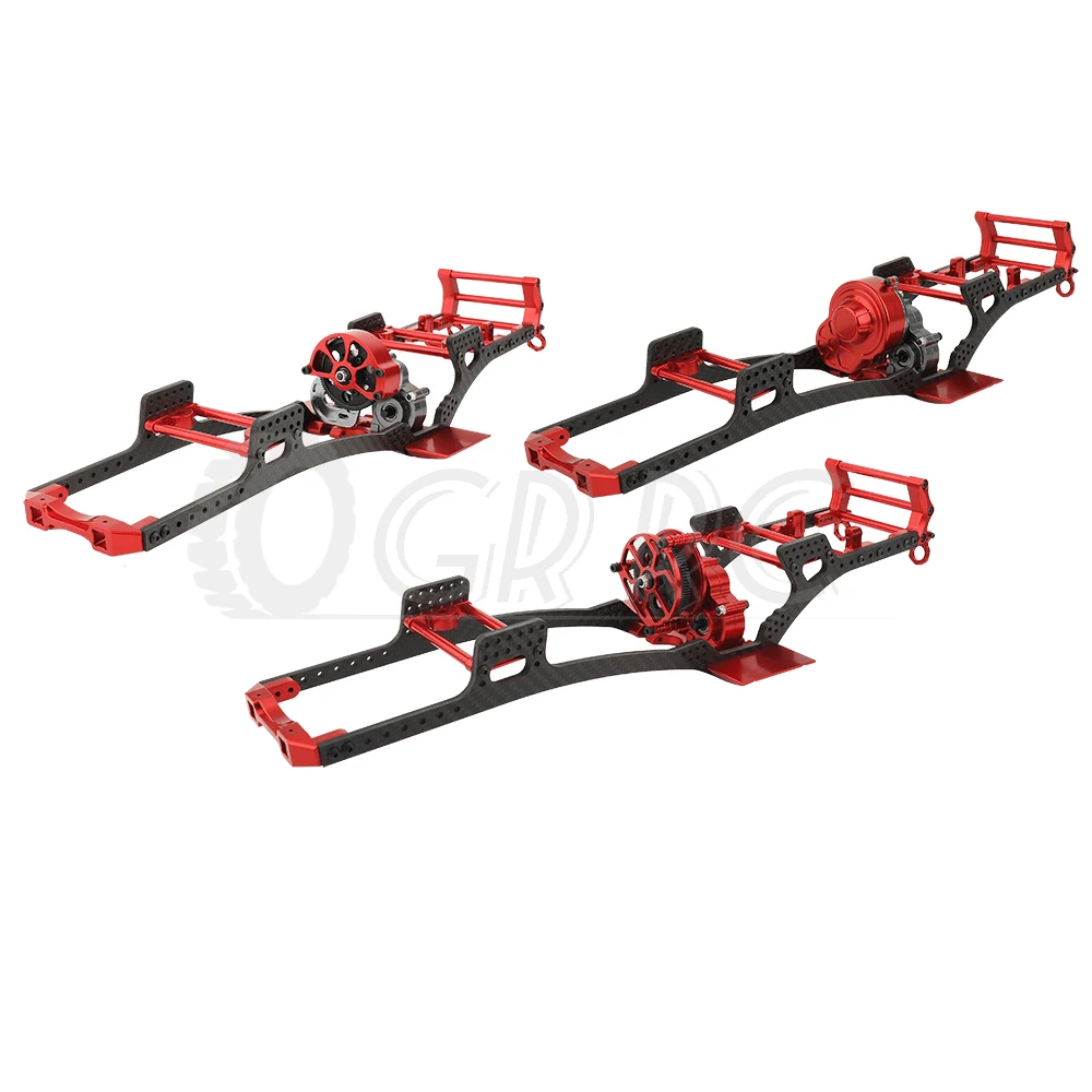 

Lower Center Of Gravity LCG Rails Carbon Fiber Chassis Frame Girder with Gearbox For 1/10 RC Crawler Axial SCX10 I II III Capra