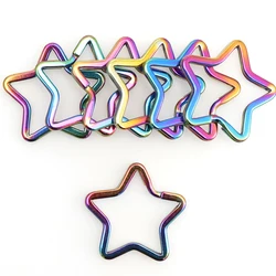 5pcs Stainless Steel Keychain Rings Flat Round Split Ring Clasp Connector Findings Multi-Color for Home Car Keys Organization