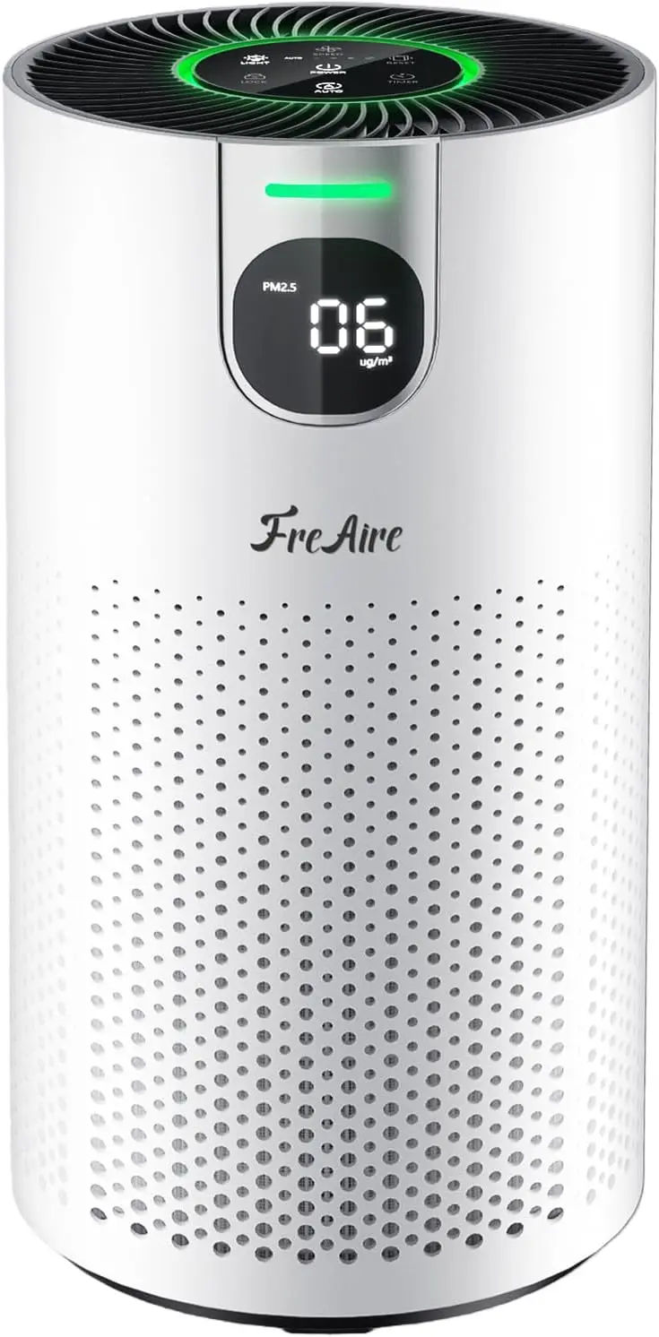 

Large Room Air Purifier Covers 1800Ft², 20dB Sleep Mode, Real-Time AQI Display, HEPA Filter Pet-Friendly White