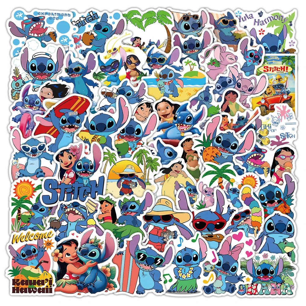 53 قطعة من ملصقات ديزني هاواي ستيتش المقاومة للماء لتزيين لوح التزلج جراب هاتف دفتر جرافيتي ألعاب أطفال شارات هدايا #2