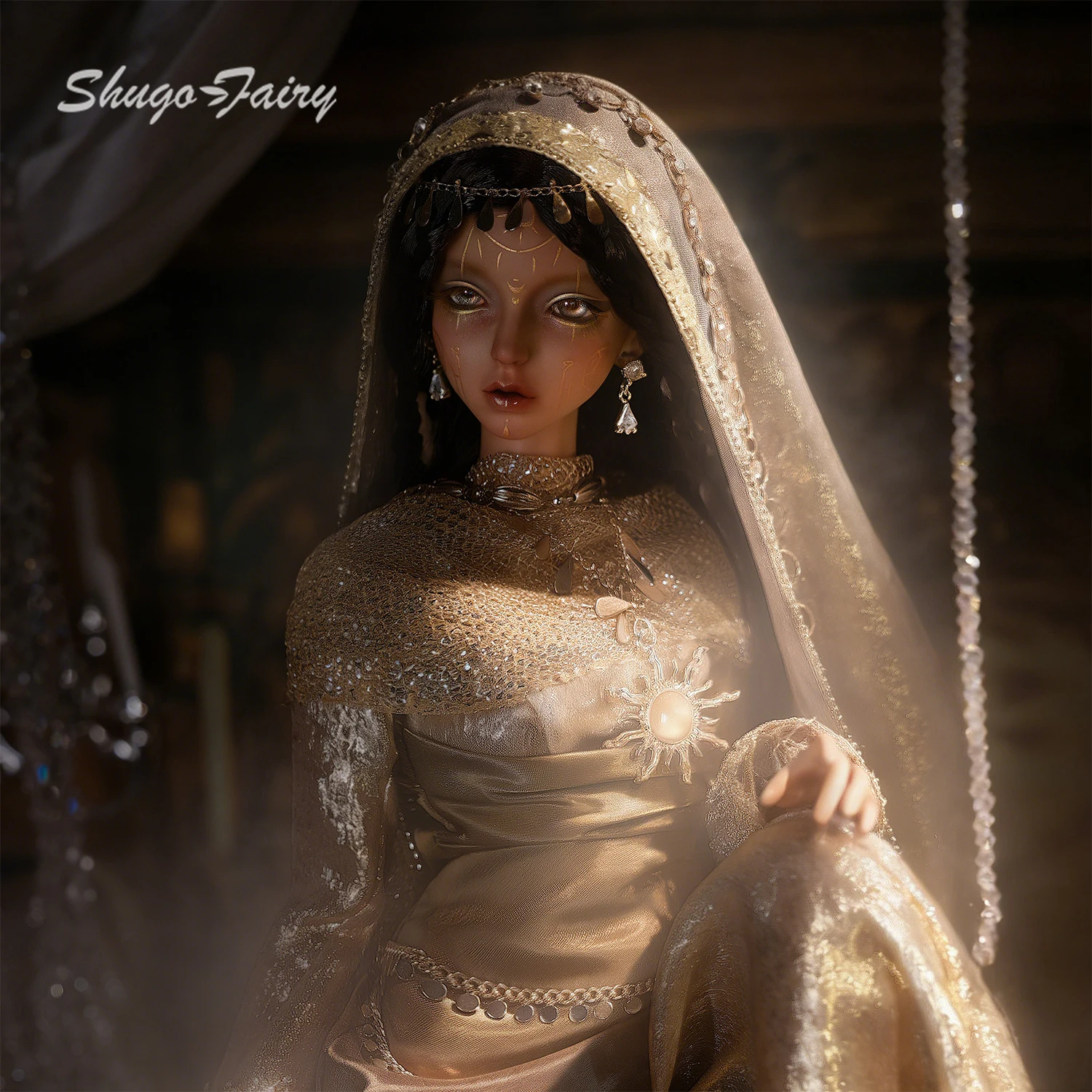 

ShugaFairy 1/4 BJD Rust FullSet Exotic Desert Goddess Handmade Mythical Guardian Light Emissary Art Doll for Collection Gift