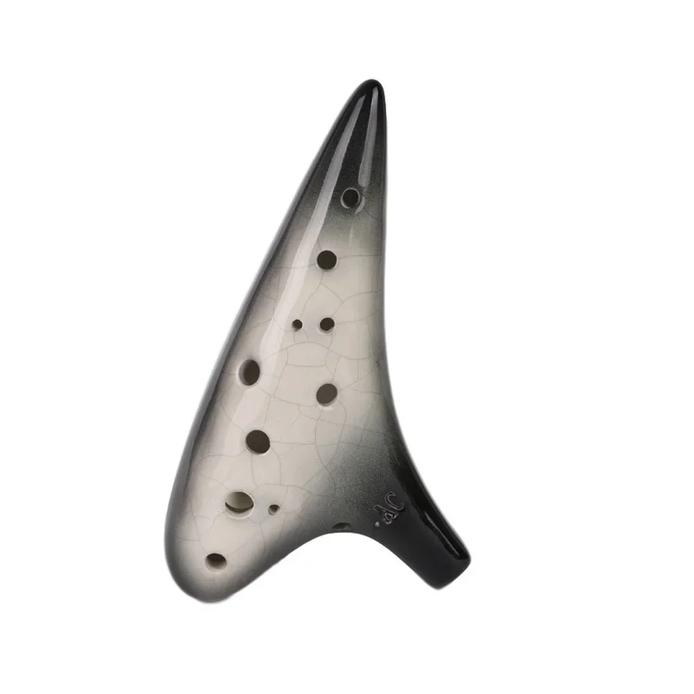 12 Hole Alto C Mediant Tones Ceramic Ocarina Crackle Gradient Black Professional Chinese Flute Tao Instrument