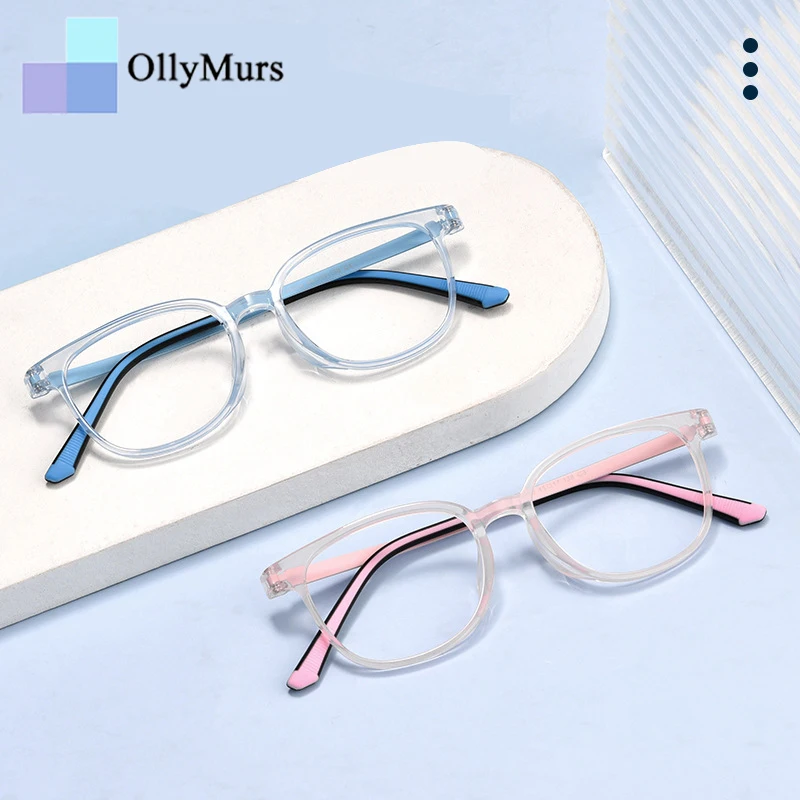 نظارات OLLYMURS خفيفة للغاية ومرنة TR90 من التيتانيوم النقي للأطفال إطار نظارات طبية مستدير كلاسيكي للأولاد والبنات