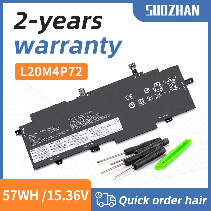 

SUOZHAN L20L4P72 Battery L20C4P72 L20D4P72 L20M4P72 SB10W51914 SB10W51916 for Lenovo THINKPAD T14S G2 15.36V 57Wh 3711mAh