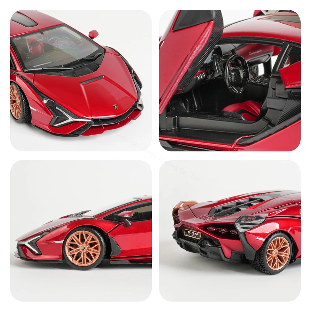 Bburago 1:24 Lamborghini Sian FKP 37 Red Sports Car Static Die Cast Vehicles Collectible Model Car Toys