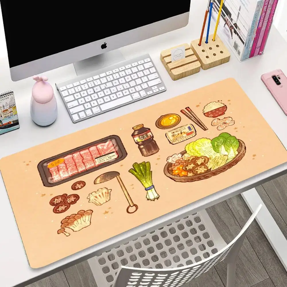 

Q-version Manchu-Han Imperial Banquet mousepad,cartoon food fair,thickened lockedge game pad,creative office desktop decoration
