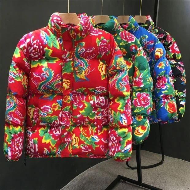 

Северо-восточный мужской хлопковый джет с большим цветком Thiened, зимний теплый сельский праздник, свободный крой, модный городской молодежный повседневный стиль