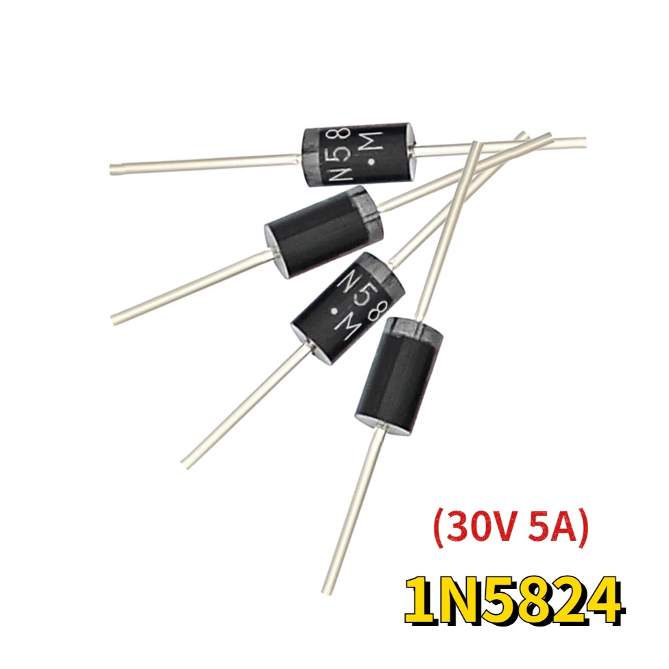 100PCS Diode Rectifier 1N5824 IN5824 Set Axial Lead Silicon Rectifiers Diodes Kit DIP DO-27 Electronic Component 30V 5A