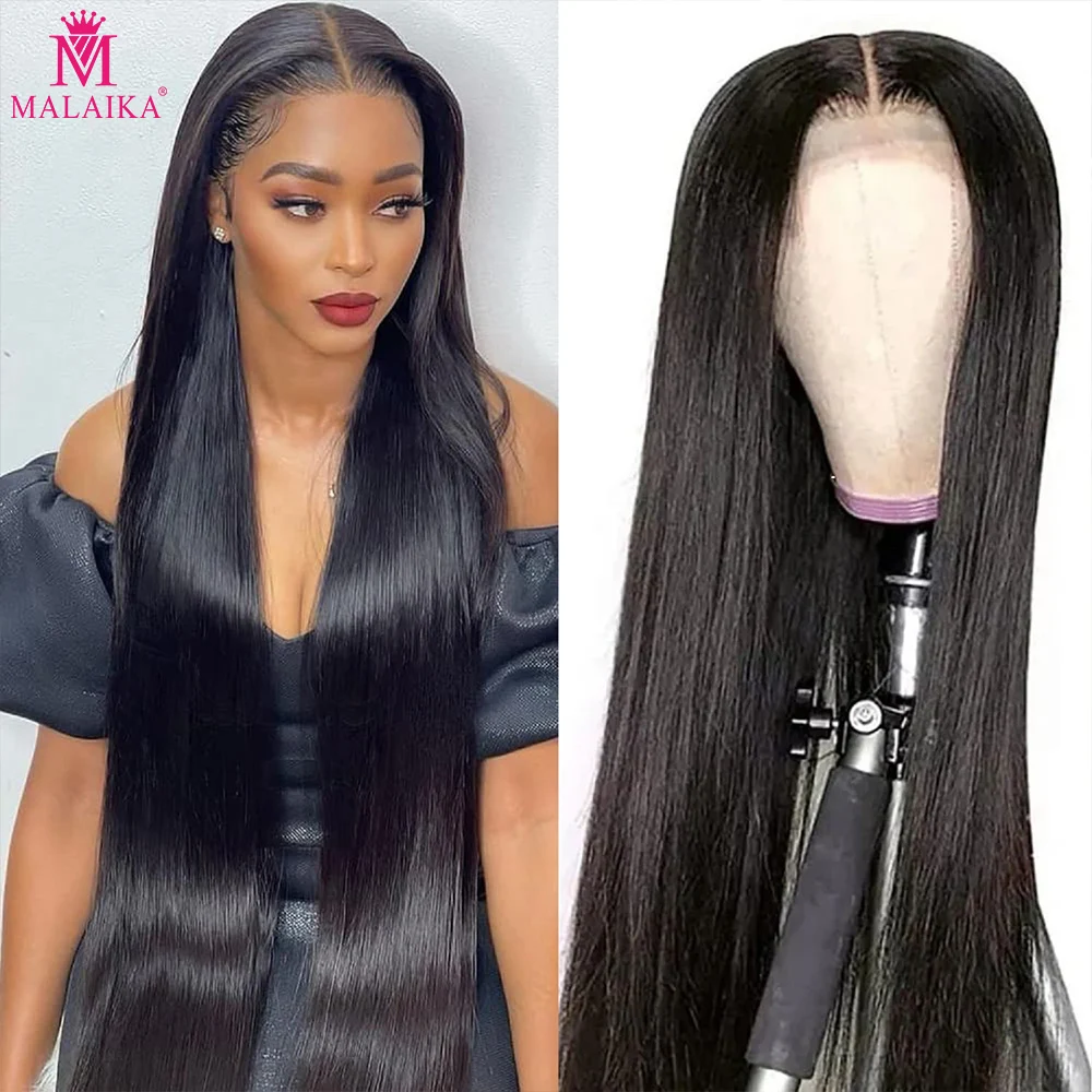 

MALAIKA 9x6 HD Lace 48 Inches 250 Density Wigs Straight Human Hair Lace Frontal Wig Bleach Knots Glueless Lace Wigs Ready To Wea