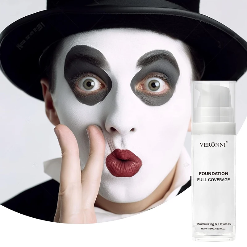 Crème tonifiante liquide blanc pur pour Halloween, 3 pièces, fond de teint assorti, correcteur, Cosplay Clown blanc, peinture pour le visage et le corps, décoloration