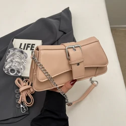 Sewing Thread Pu Shoulder Bags Women's Bags on Sale 2024 Fashion Solid Color Buckle Handbags High Capacity