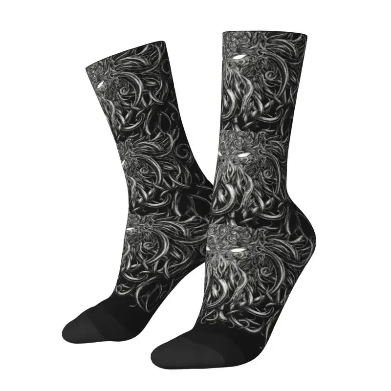 Funny Printed Horror Cthulhu Lovecraft Socks for Women Men Stretchy Summer Autumn Winter Lovecraft Crew Socks