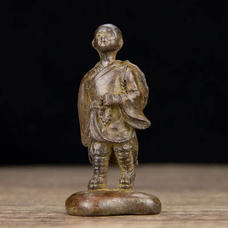 

Antique Miscellaneous Handheld Beads Little Monk Desktop Zen Ornament Road Samanera Antique Little Bronze Chinese Classical Coll