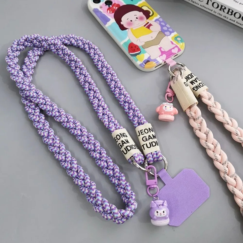 The Mobile Phone Hanging Rope of Crossbody Backpackable, Three Strand Woven, Cartoon Pendant along with Clip Case Universal