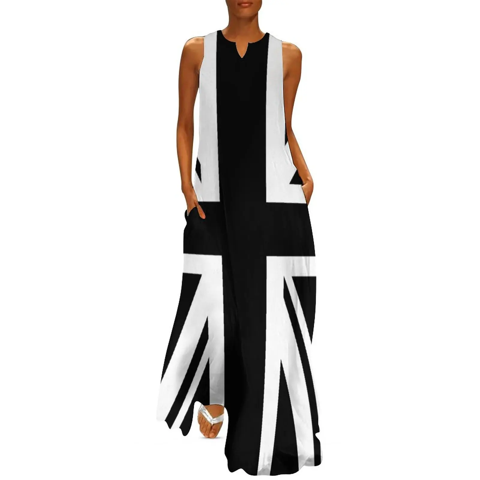 

Union Jack B&W Long Dress women"s summer clothing 2024 dresses summer Casual dresses