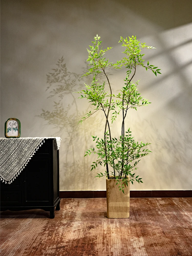 Bamboo Simulation Green Plant High-end Light Luxury Indoor Living Room Bionic Flower False Tree Large Floor Potted Plant