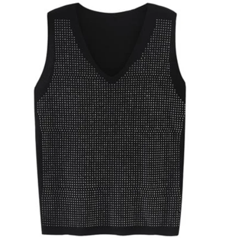 

2022 new drill camisole women's bottoming sleeveless V-neck elastic shirt top