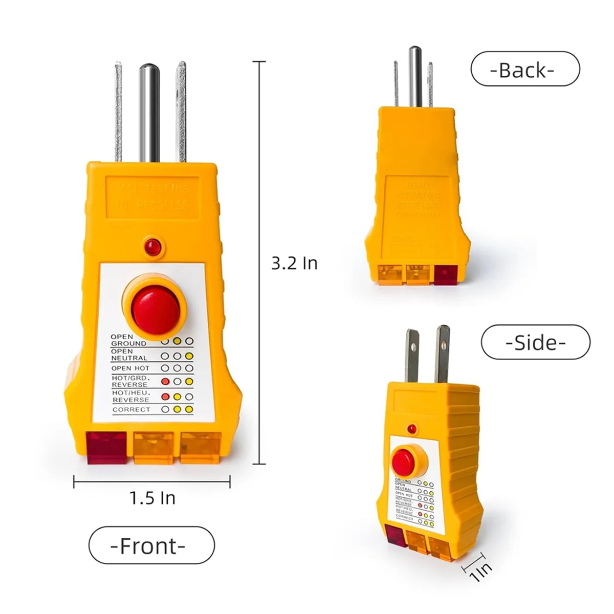 Outlet Tester for Grounding Products, Outlet Tester with GFCI, Electrical Receptacle Tester, Plug Tester,USplug YDH