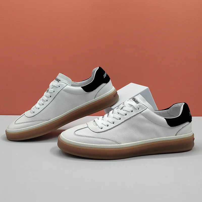 

New Leather Board Trendy Versatile High-end Light Luxury Top Layer Cowhide Men's Casual Shoes Leather Suede Loafers Men Sneakers