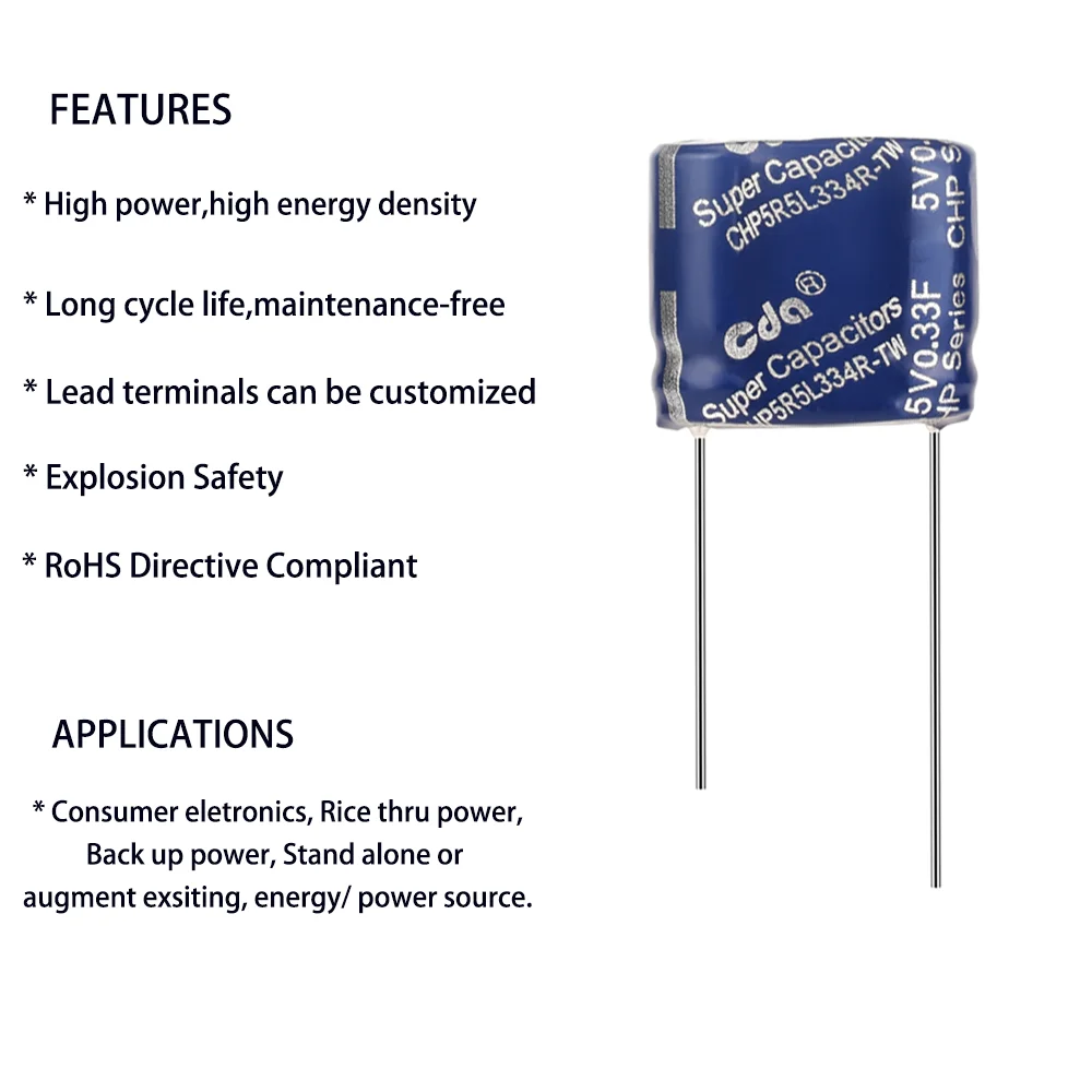 Imagem -02 - Capacitores Super Capacitores Super 5.5v 0.5f 1f 1.5f 2f 3.5f 7.5f 10f 15f 20f 25f 50f 60f Chp Cda Peças