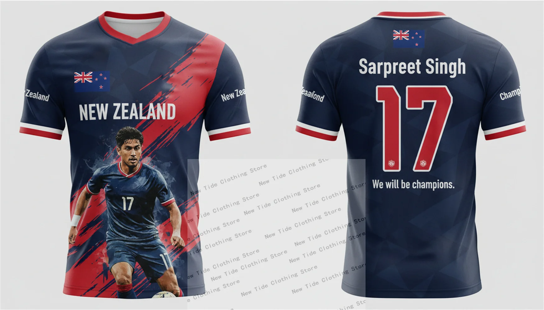نيوزيلندا 2026 كرة القدم لكرة القدم جيرسي وتي شيرت للرجال المشجعين - مجموعة معدات نمط المعجبين تظهر دعمك الآن 3