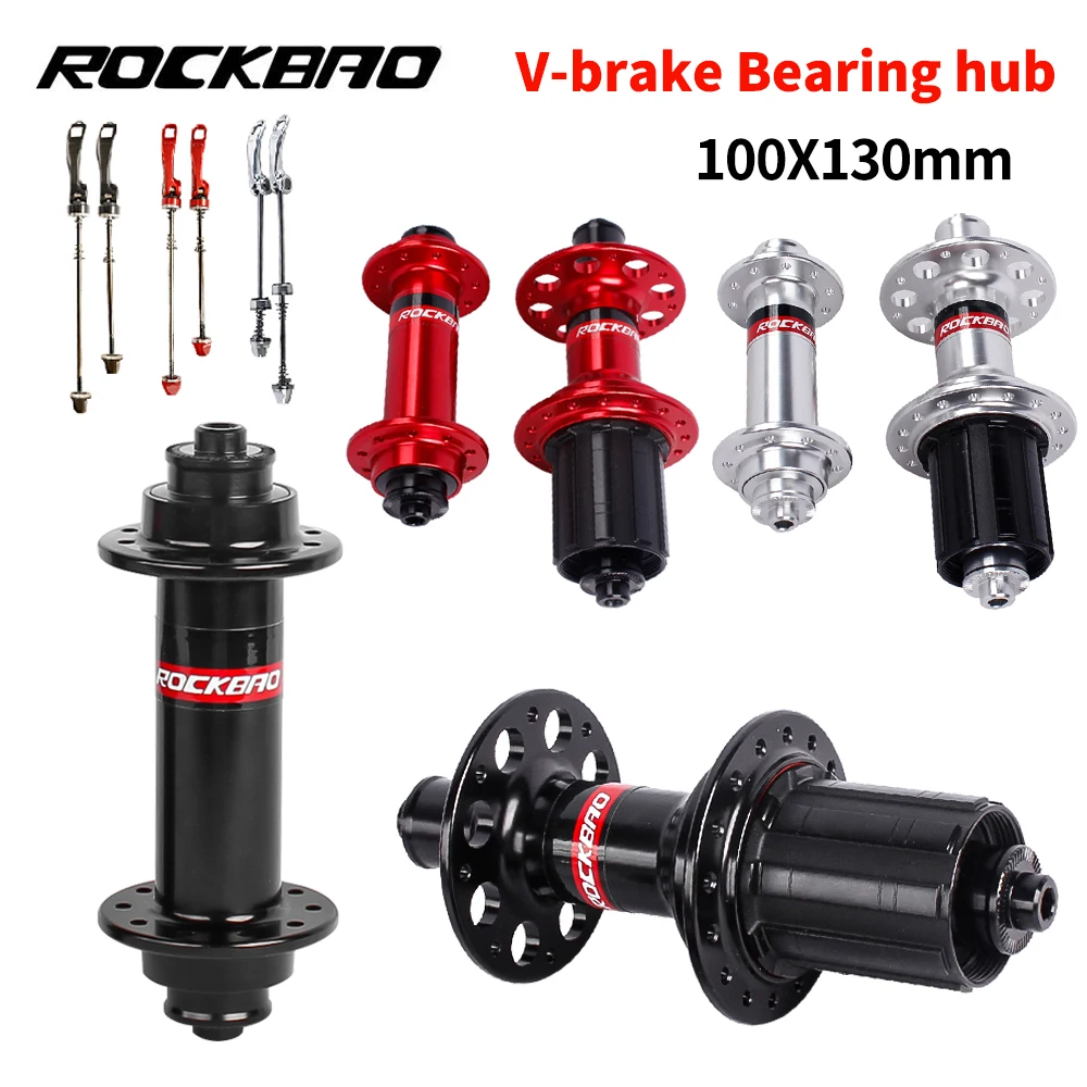 ROCKBAO-Road Bike Front and Rear Hub, Bicycle Hub, 4Pawls, 2/4 Bearings, 100mm, 130mm, V Brake, 7, 8, 9, 10, 11Speed