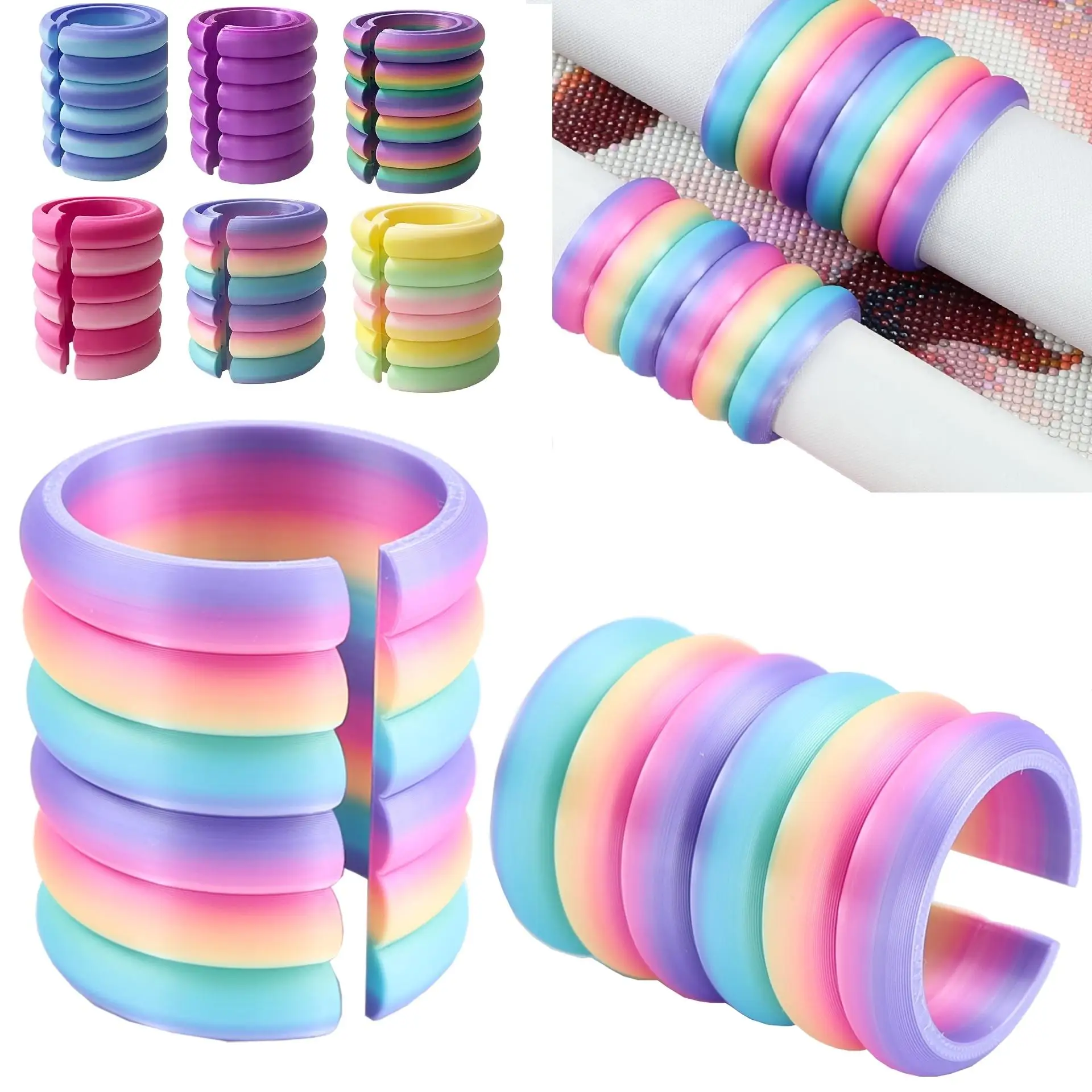 2Pcs Rainbow Color Block Large and Small Size Kit DIY Diamond Painting Accessories Roller Storage Set Spiral Canvas Roll DIY Diamond Painting Tool Accessories Set