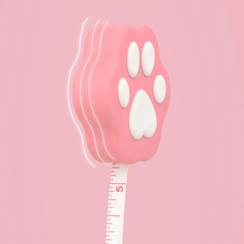 Portable Cartoon Body Measure Tape Lovely Kitten Paw-like Measuring Tape with Lock Pin/Push Button Mini Measuring Tape