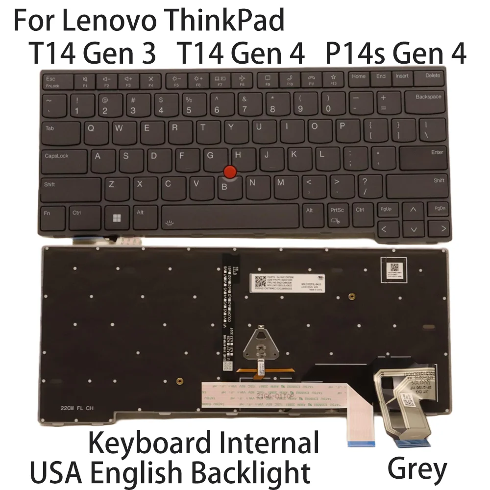 

Новая Серая Клавиатура для ноутбука Lenovo ThinkPad T14 Gen 3 T14 Gen 4 P14s Gen 4 внутренняя английская подсветка 5N21D68308 5N21D68345