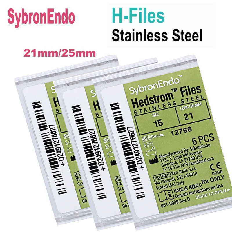 21/25mm Kerr H-files SybronEndo Stainless Steel Hedstrom Files Dental Root Canal H Files Hand Use Endodontic Size15-40