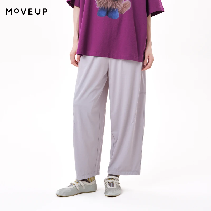 MOVEUP Women's Lyocell Straight Pants 2026 Summer Elastic Waist Side Pockets Loose Breathable Casual Wide Leg Trousers 3ELX10112