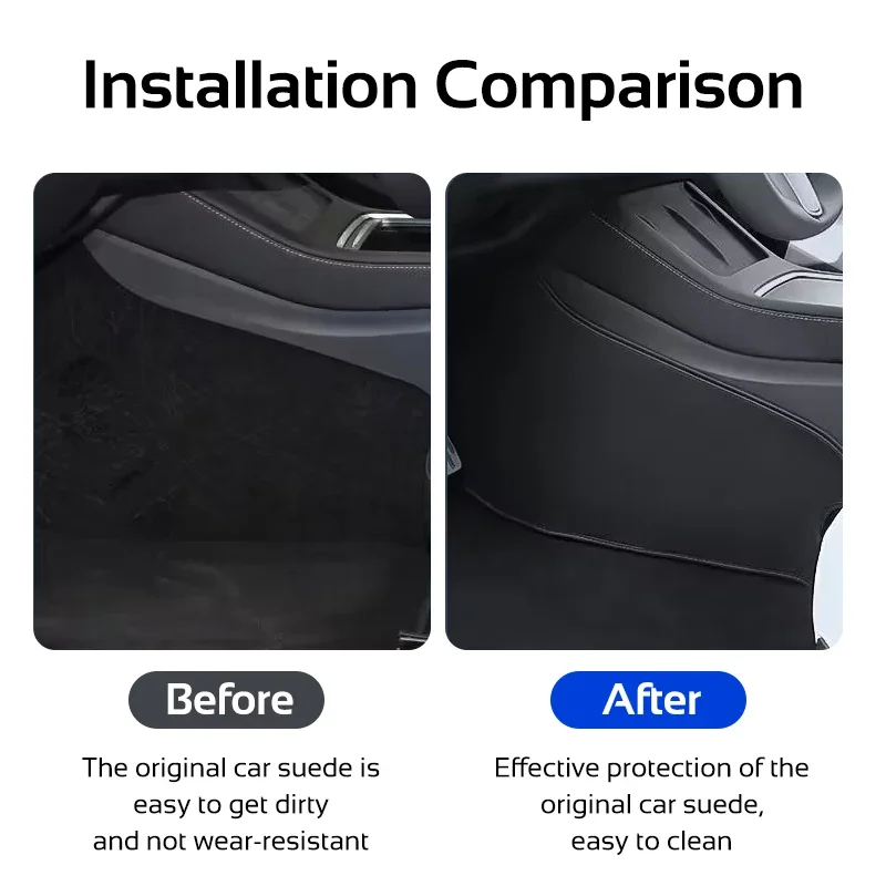 2pcs for Tesla Model 3 LHD Soft Center Console Two Sides Cover Protector PU Leather Anti Kick Pad Sticker Guard Car Accessories