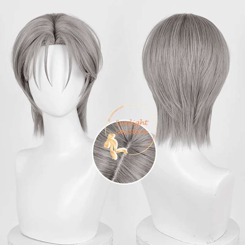 2 Styles Till Cosplay Wig 30cm Short Grey Hair Till Anime Cosplay Wig Heat Resiatant Synthetic Hair Halloween Role Play Wig Cap