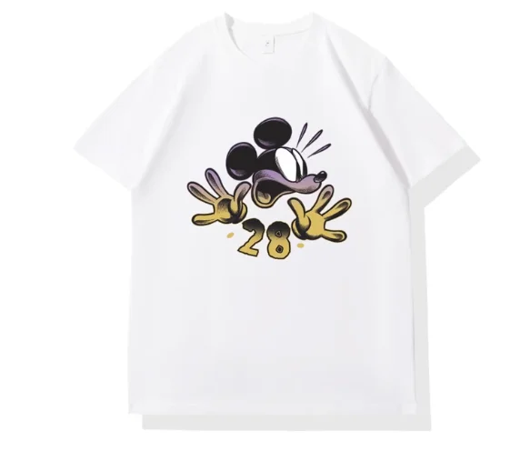 

Disney 2025 Cute Mickey Short-Sleeve T-Shirt for Women Men Round Neck Cartoon Tops Casual Loose Hot-selling Fashionable Tees