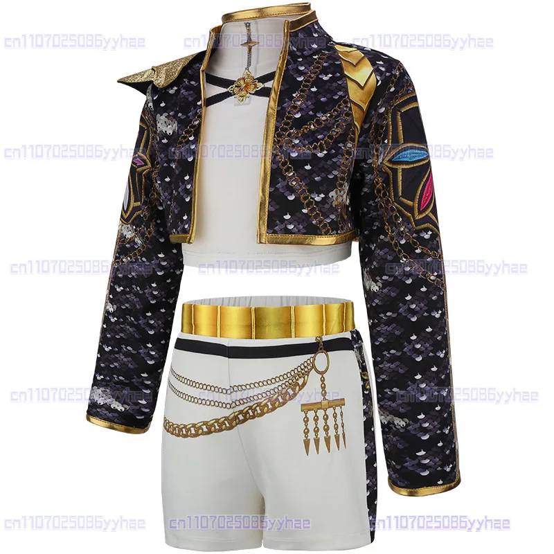 Kpop Rumi Cosplay Jacket pants Girls Demon Hunters Costume Kids Zipper Hoodie Rumi Child Fashion Polyester Printed Outwear Party