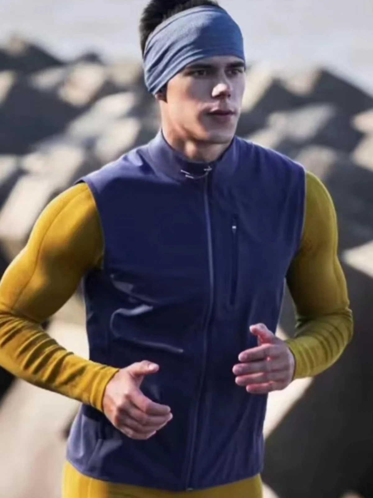 

High-End Men's Outdoor Sports Running Fitn Casual Vest Trendy Couple's Vest Stand Fit Youth ular Spring Season