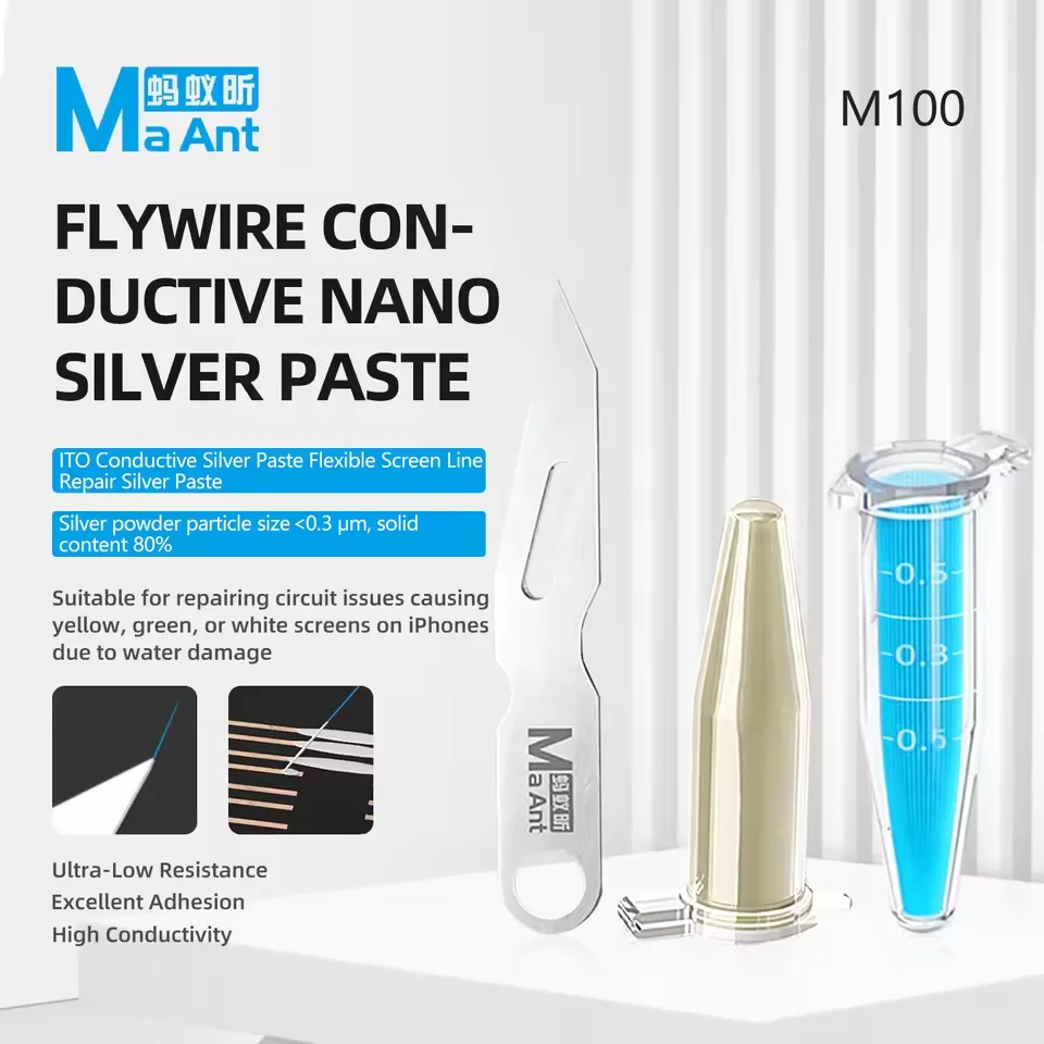 MaAnt M100 Nano Silver Conductive Paste Set For Screen Green/Yellow Line Repair Flexible Screen Repair Line Low Resistance
