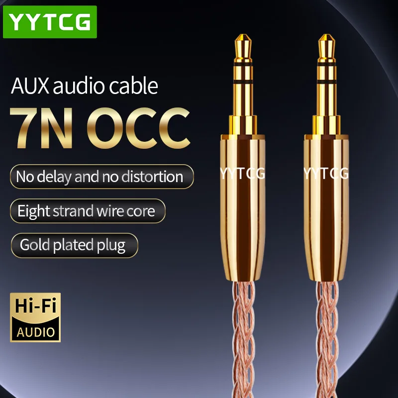 

Aux Cable Jack 3.5MM To 3.5MM Audio Cable 7N OCC HIFI 3.5mm Aux Audio Cable Hifi Stereo for Headphone Mobile Phone Speaker TV