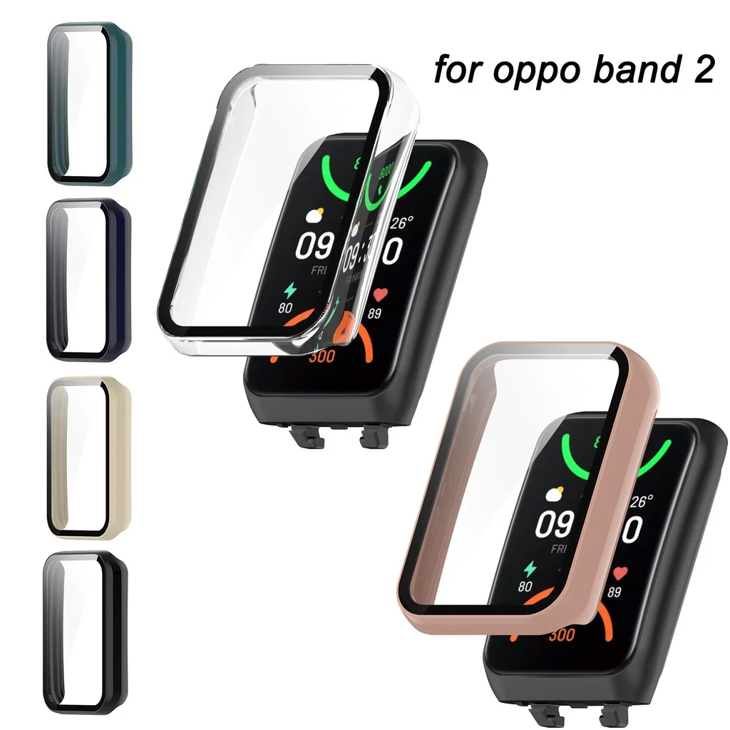 

Case+Screen Protector For OPPO Band 2 Hard PC Frame Bumper Cover Case + HD Slim Tempered Glass Anti-scratch