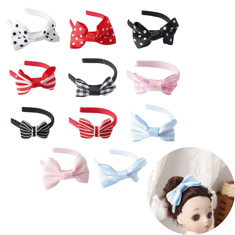 

Mini Doll Bow Hair Hoop Headband - Doll Hair Accessories For Dollhouse Scene Decoration Dolls Dress-Up Pretend Play Toy
