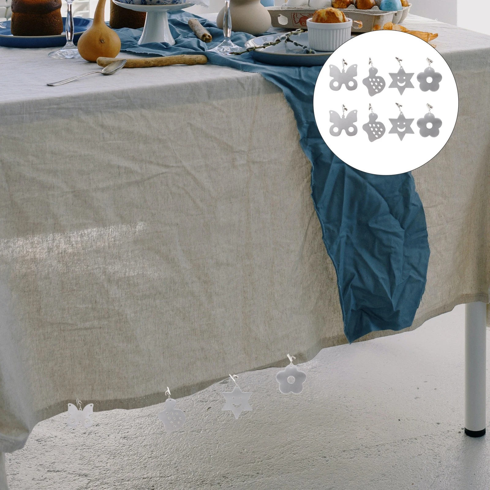 

8pcs Tablecloth Clips Stainless Steel Sunflower Turtle Shape Fixing Clamp For Home Banquet Picnic Replacement Tablecloth