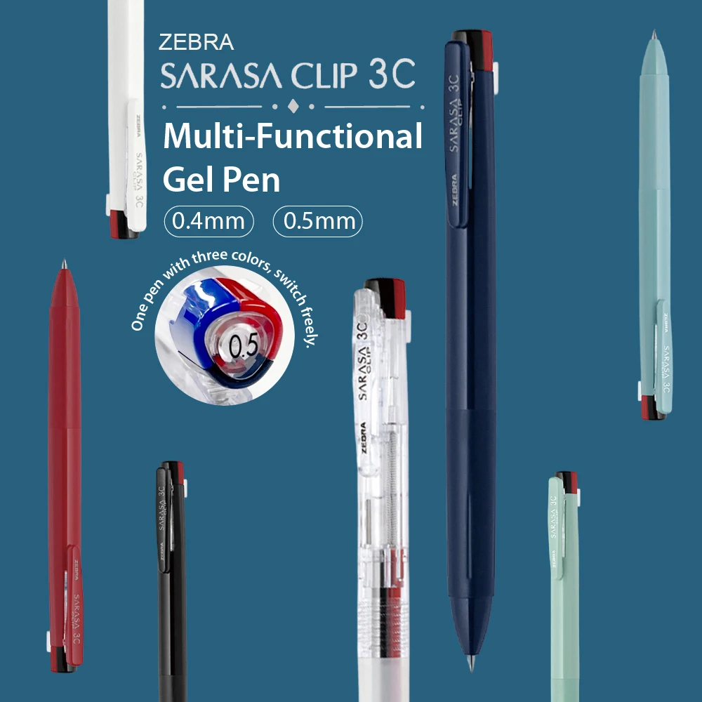 

ZEBRA SARASA 3-Color Gel Pen 0.4/0.5mm Multi-Function Pen Smooth Writing for Office, School, Stationery Supplies