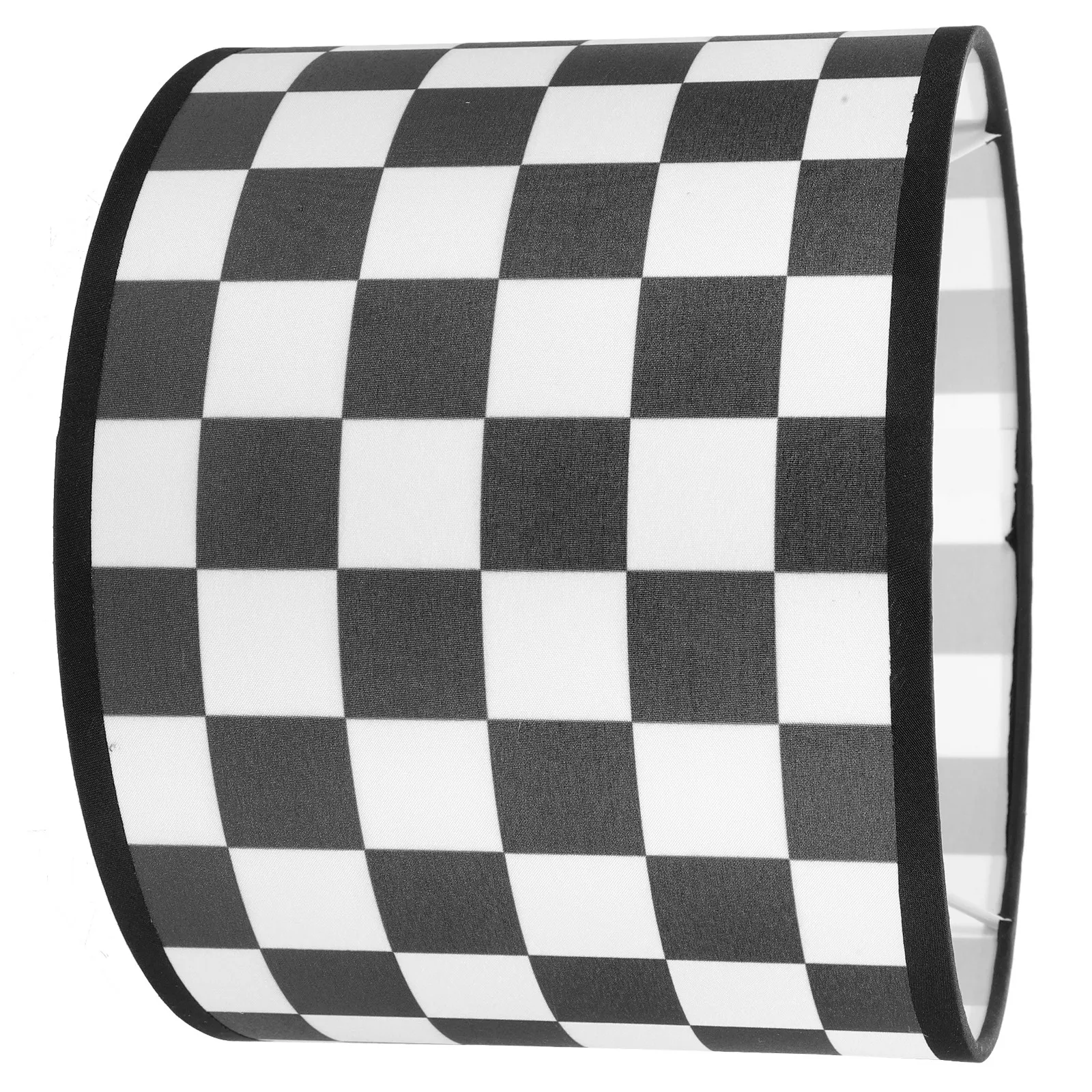 Linen Lamp Shade Plaid Checkered Design Drum Shape Lightweight Easy Install Replacement for Bedroom Study Living Room Table Desk
