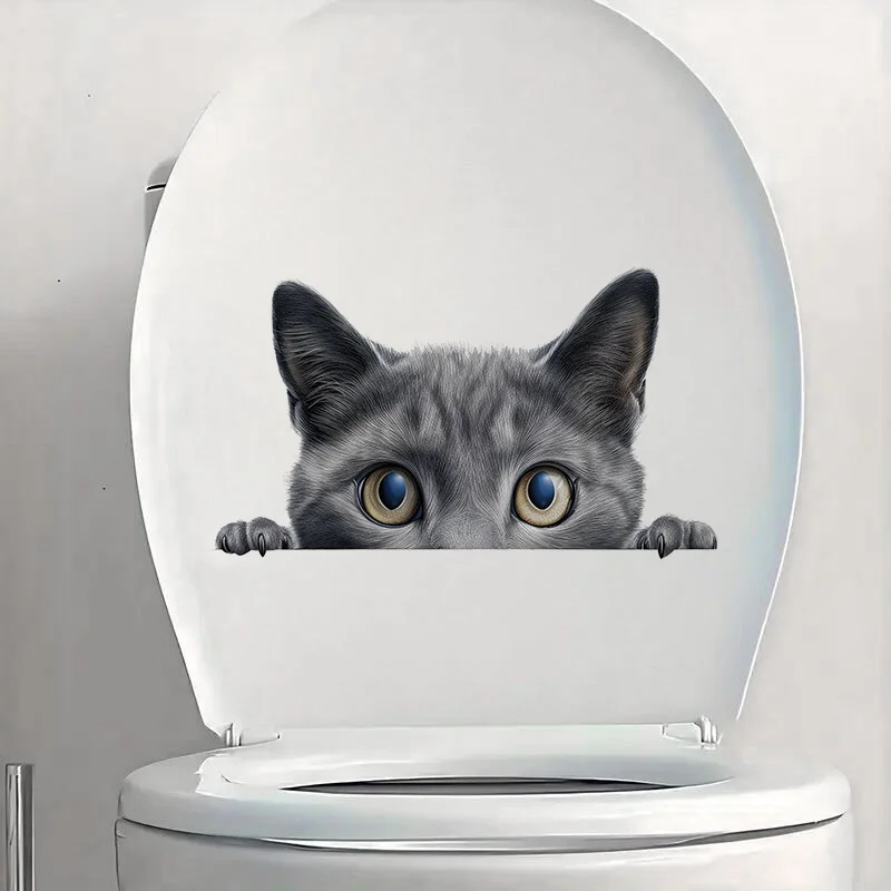 

C1318# Russian Blue Cat Toilet Stickers, Bright Wall for Home, Cabinet, Door,Decoration, Vinyl Car Decals, Outdoor Indoor Use