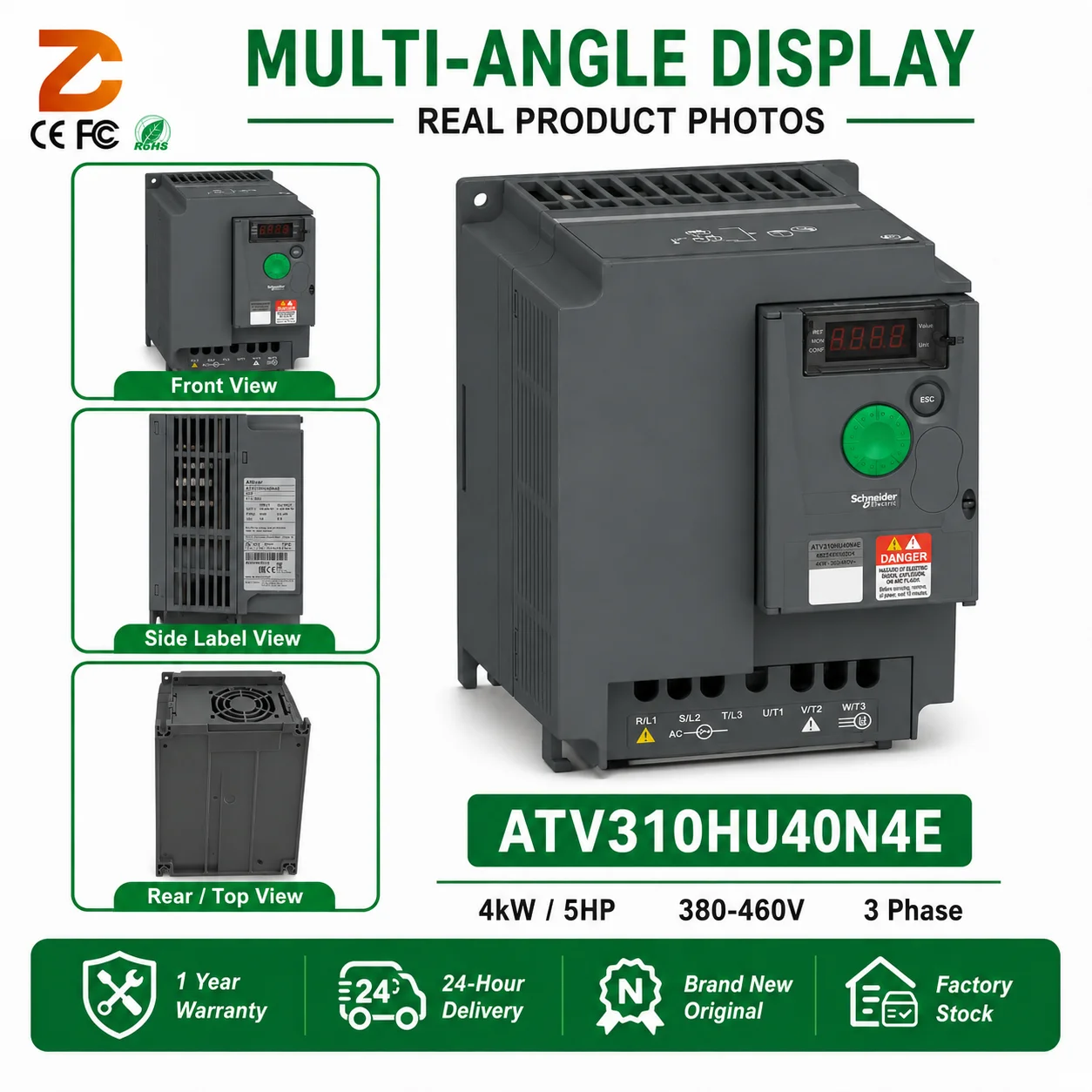 Original  ATV310HU40N4E Modbus RS485 Variable Frequency Drive 4kW 5.5HP 380-460V Industrial Automation AC VFD