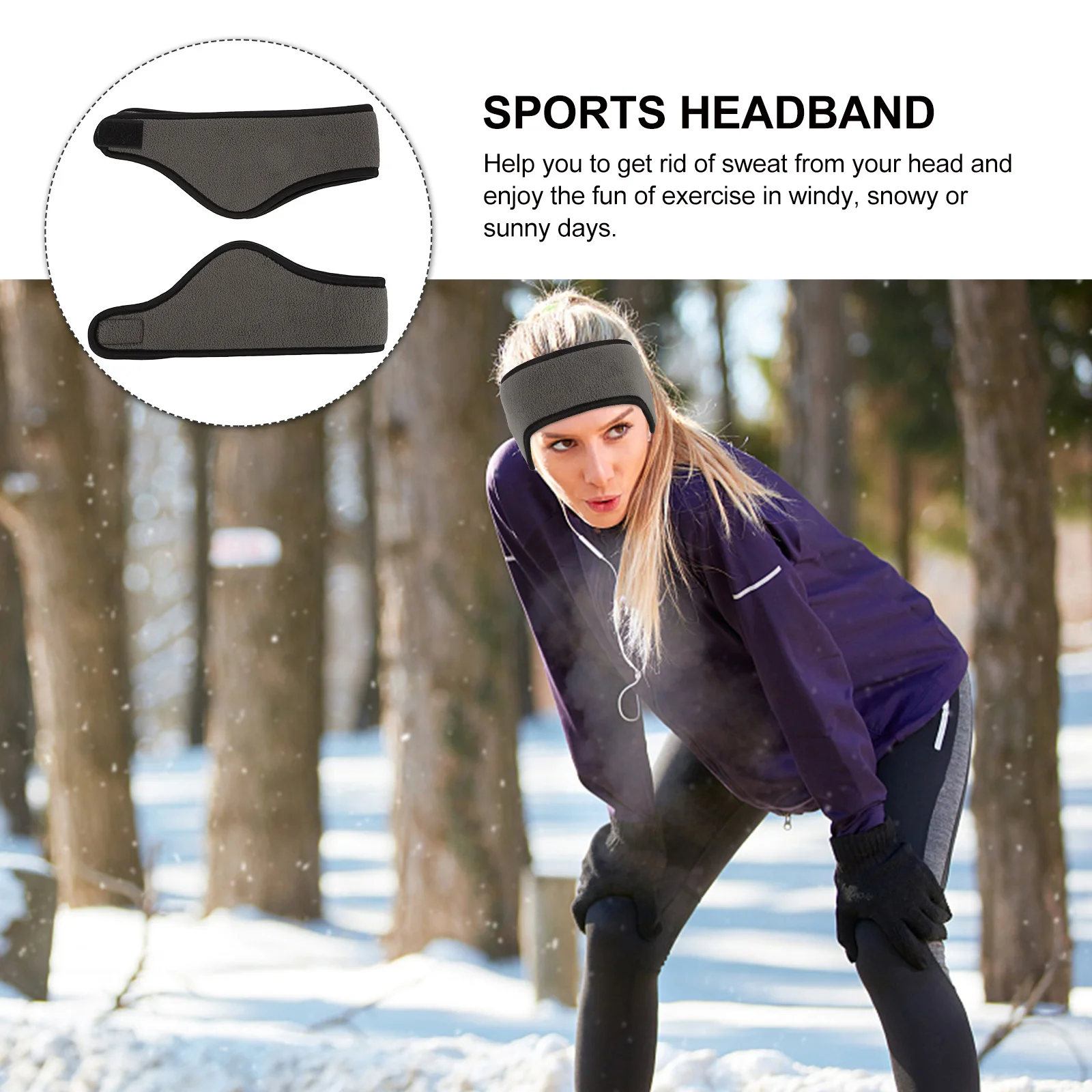 

2Pcs Ear Warmer Headbands Winter Sports Headband for Running Skiing Cycling Sweat-Wicking Breathable Lightweight Skin-Friendly