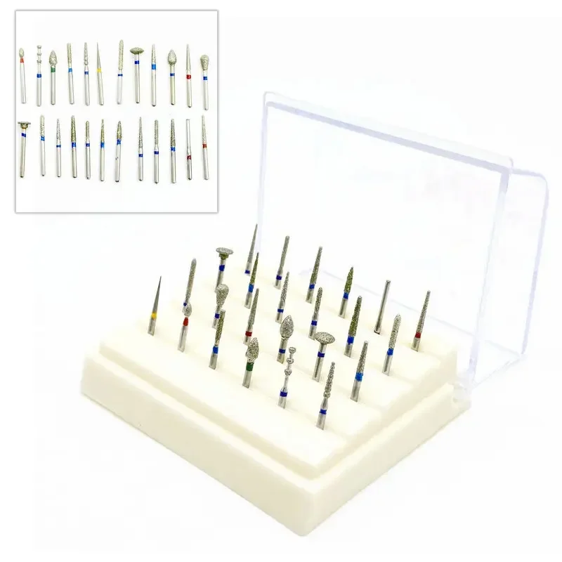 

24Pcs FG1.6mm Dental Diamond Burs Set For Porcelain Shouldered Abutment Polishing Lab Equipment For High Speed Handpiece