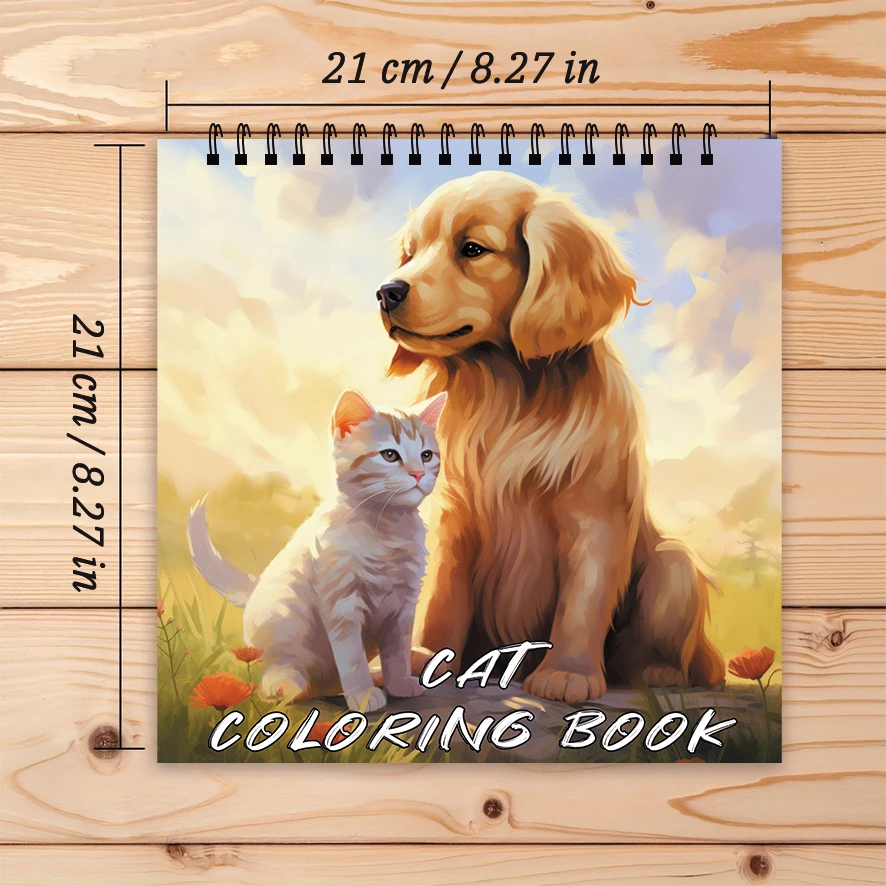 Cute Cats and Dogs Coloring Book - 8.27 x 8.27 inches 32 pages coloring book - Ideal gift for family or friends